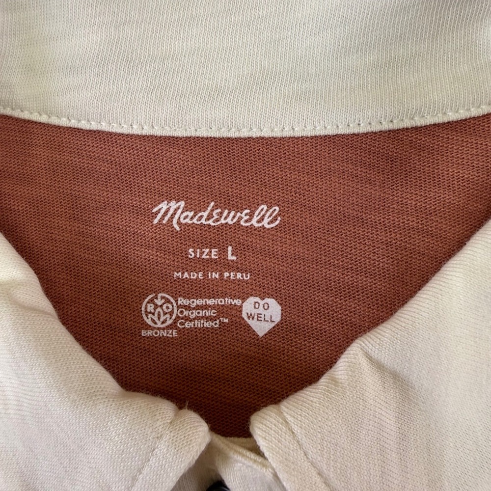 Madewell Mens Large Colorblock Rugby Shirt Organic Cotton Short Sleeve NJ797 L - Picture 3 of 16